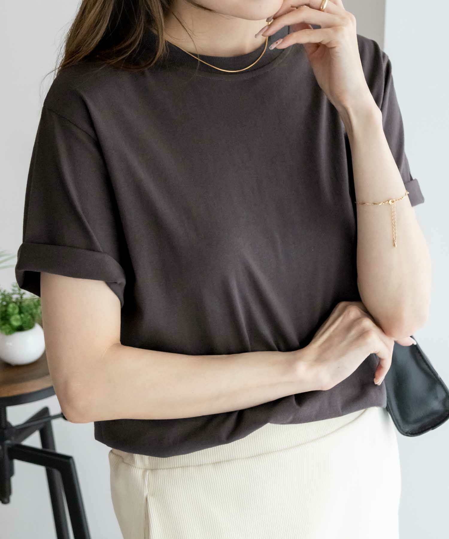 NAVY  抗菌加工 ベーシッククルーTシャツ レディース メール便 対応商品商品サムネイル-12