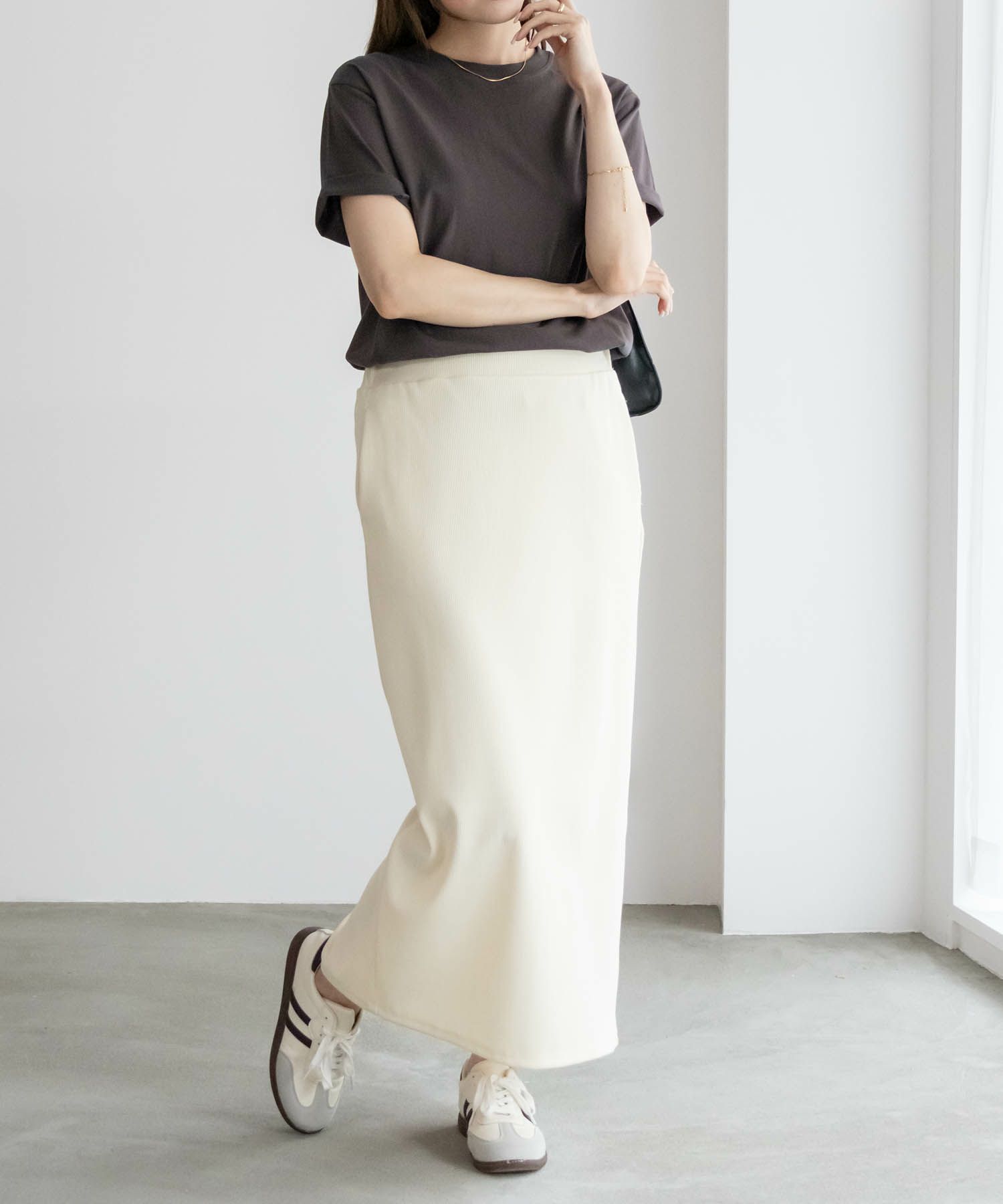 NAVY  抗菌加工 ベーシッククルーTシャツ レディース メール便 対応商品商品画像-14