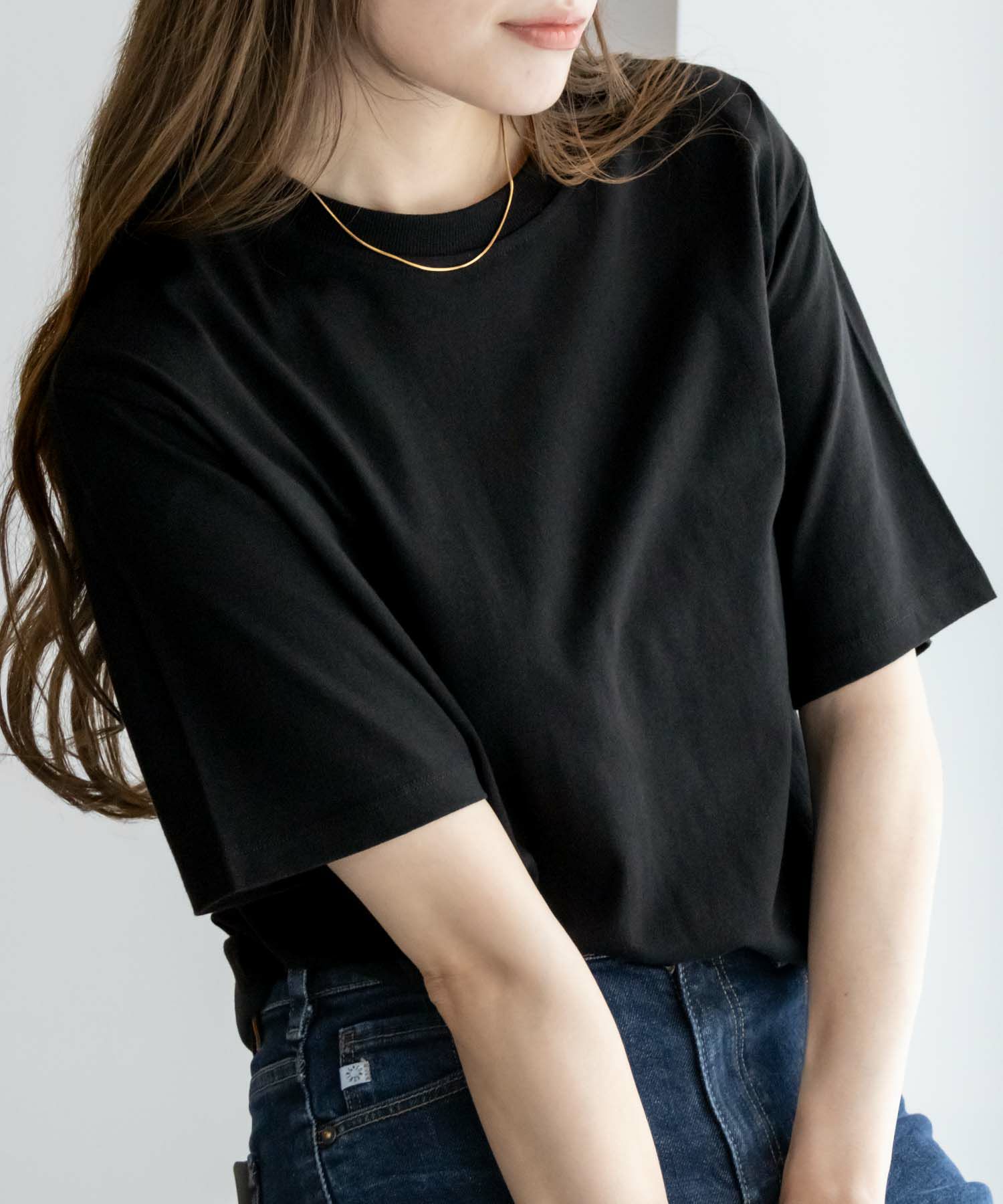 NAVY  抗菌加工 ベーシッククルーTシャツ レディース メール便 対応商品商品画像-15