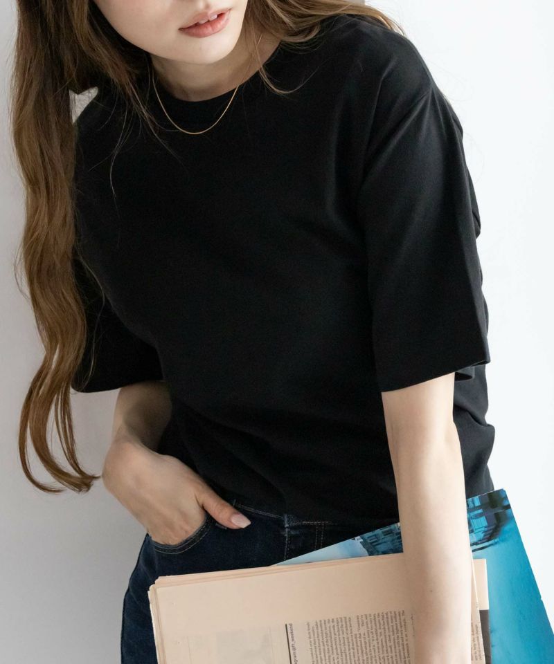 NAVY  抗菌加工 ベーシッククルーTシャツ レディース メール便 対応商品商品画像-16