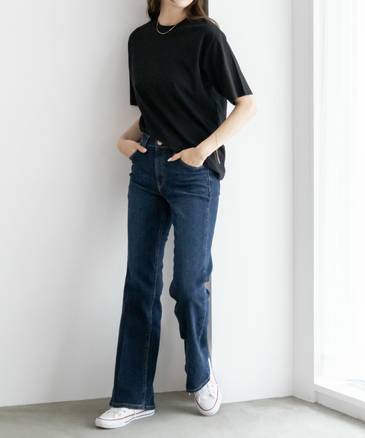 NAVY 抗菌加工 ベーシッククルーTシャツ レディース ネコポス 対応商品