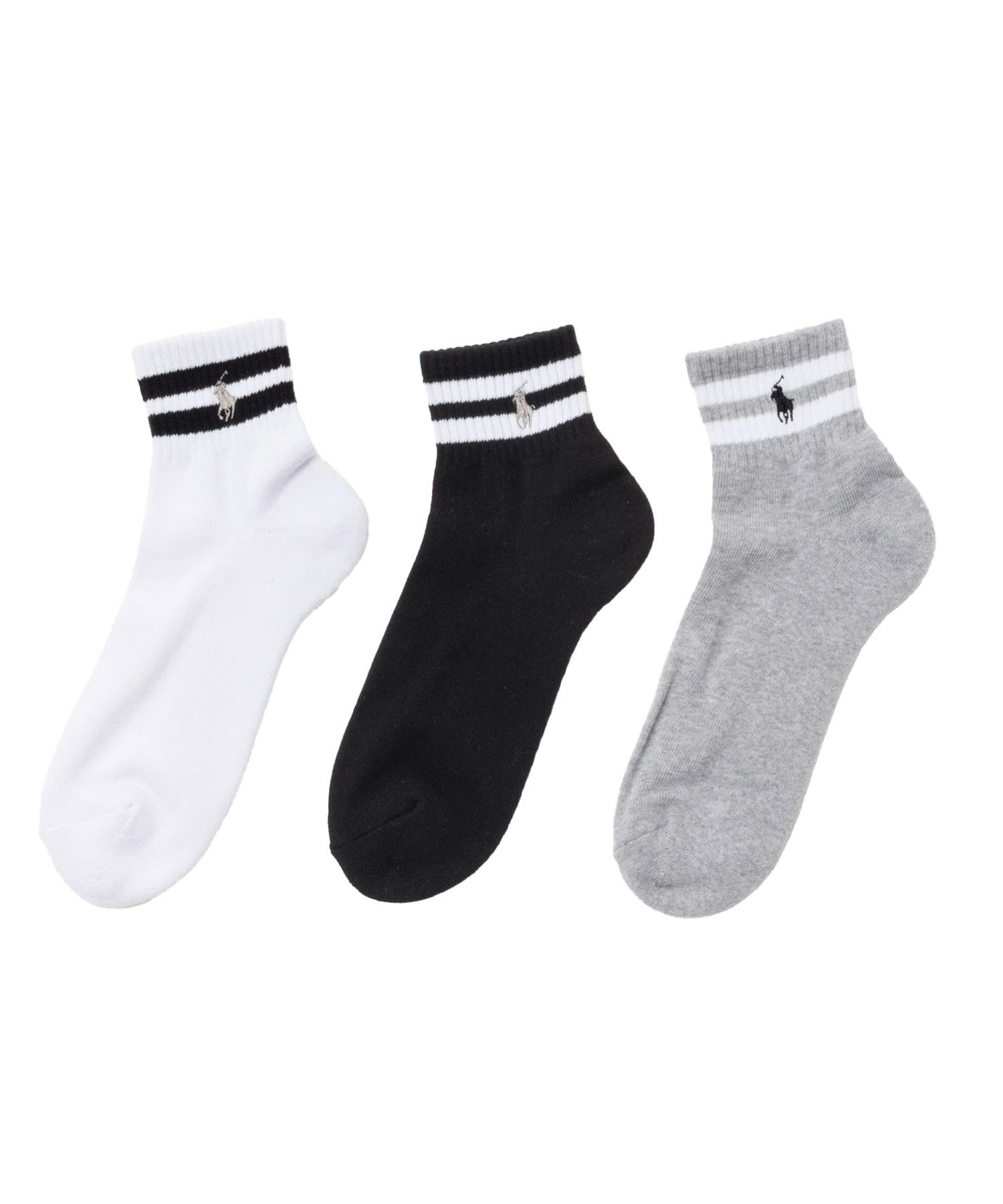 POLO RALPH LAUREN  クォーターソックス ライン 3足組 メンズ商品画像-1