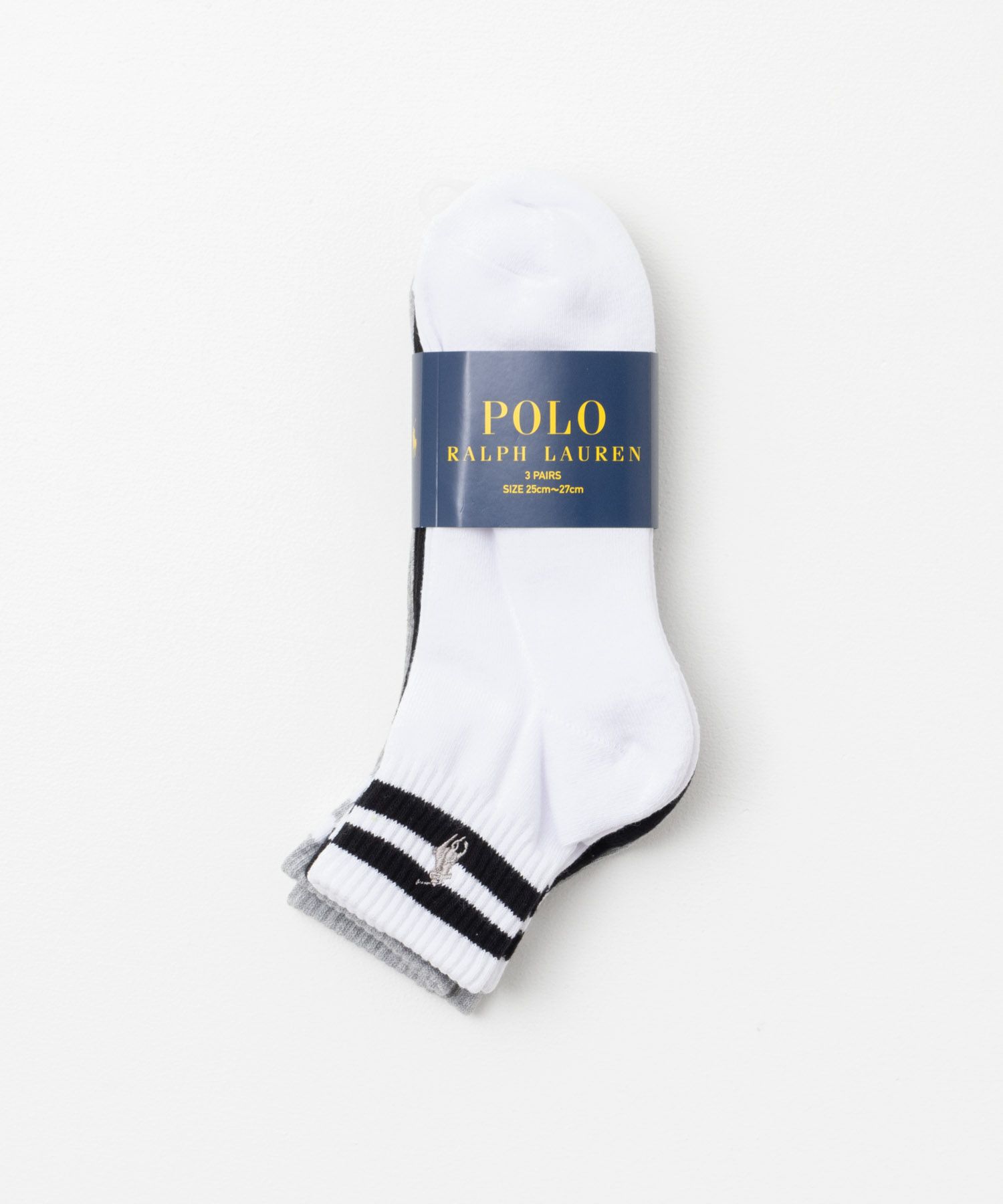 POLO RALPH LAUREN クォーターソックス ライン 3足組 メンズ