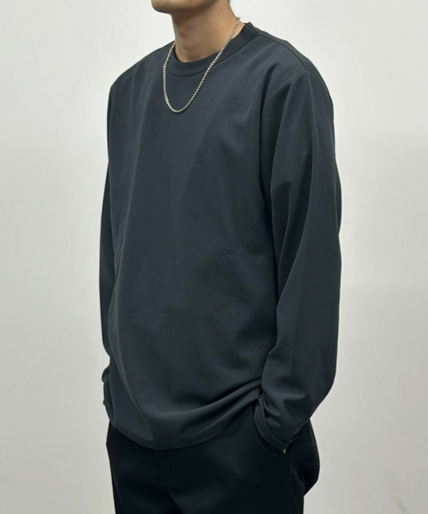 NAVY ジョーゼット長袖Tシャツ メンズ