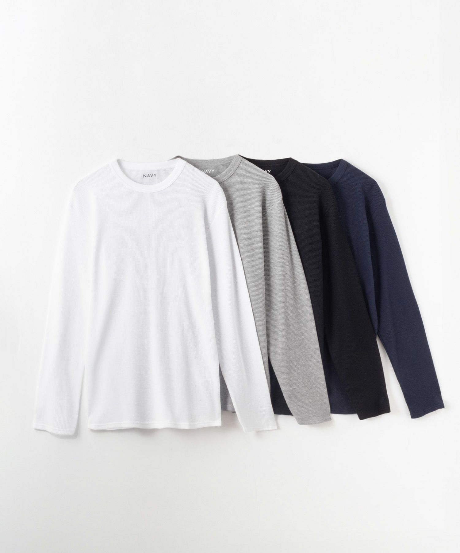[期間限定価格]NAVY  ワッフルクルーネック長袖Tシャツ メンズ商品サムネイル-4