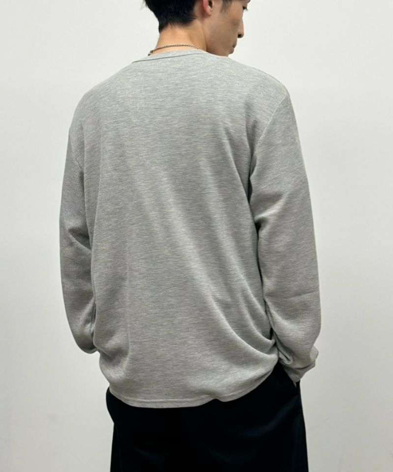 [期間限定価格]NAVY  ワッフルクルーネック長袖Tシャツ メンズ商品画像-6