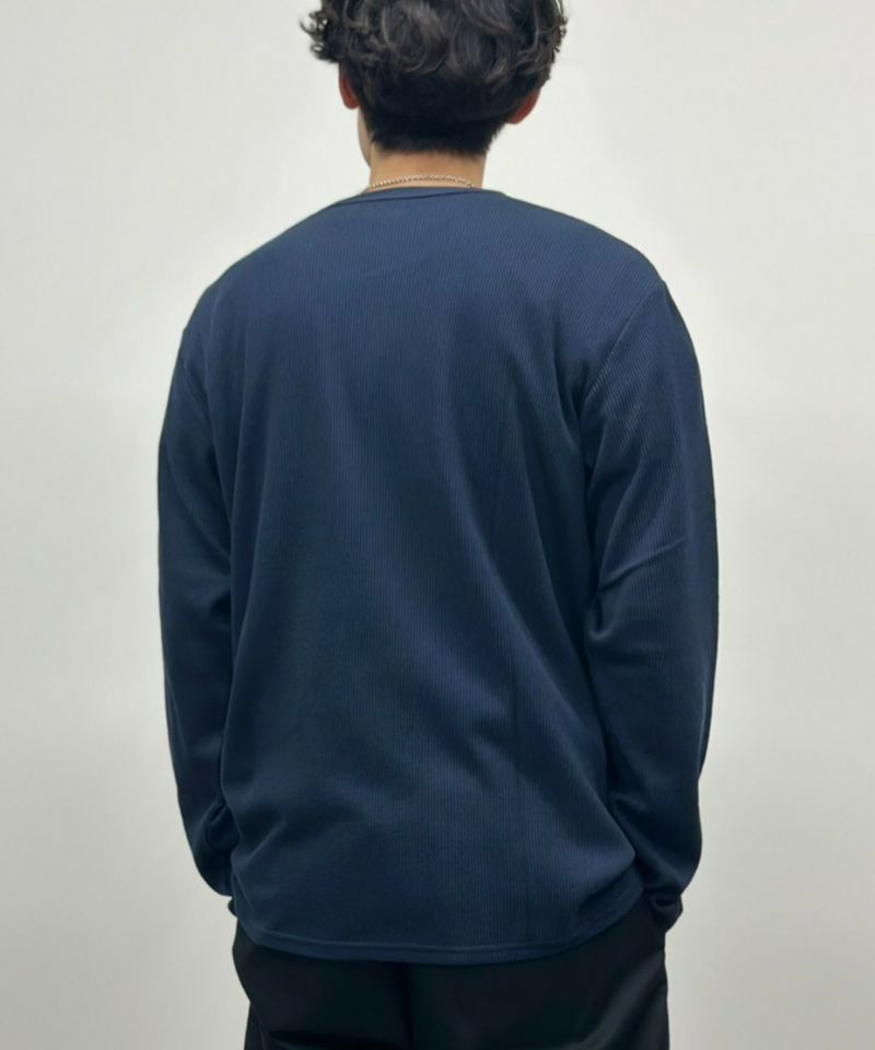 [期間限定価格]NAVY  ワッフルクルーネック長袖Tシャツ メンズ商品画像-10