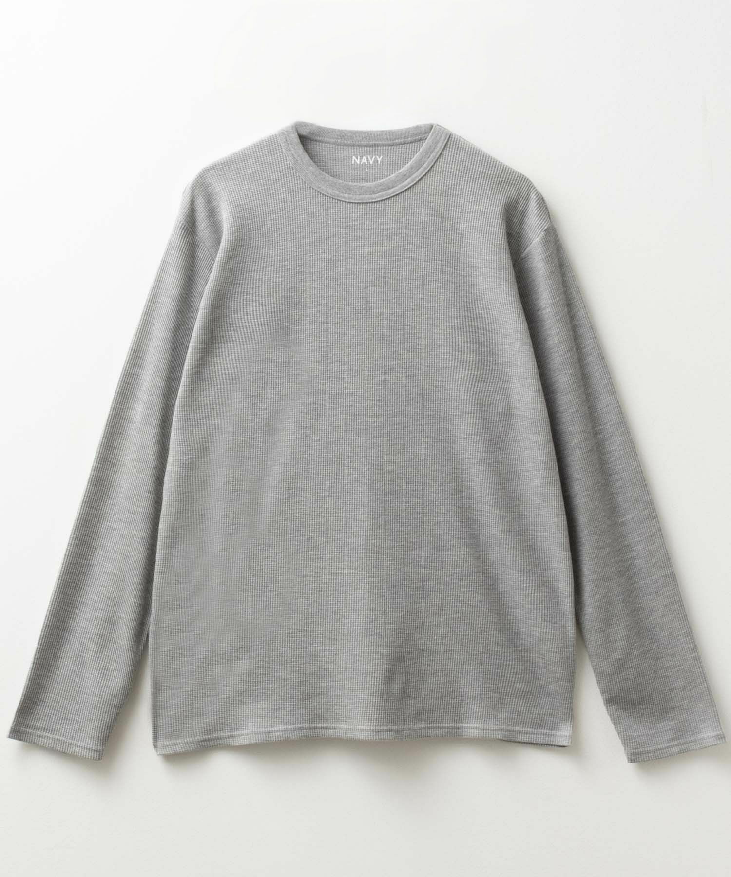 [期間限定価格]NAVY  ワッフルクルーネック長袖Tシャツ メンズ商品画像-11