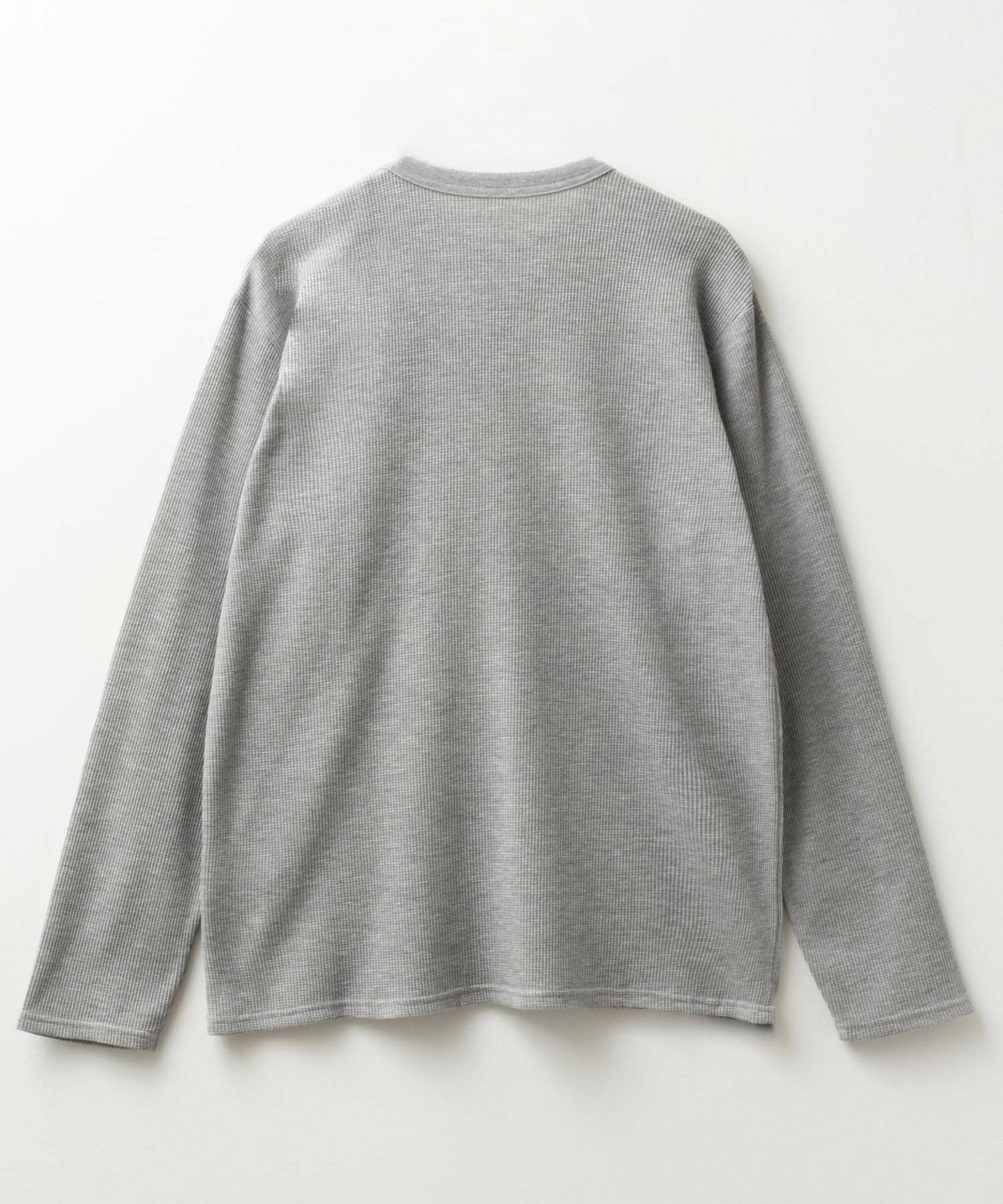 NAVY  ワッフルクルーネック長袖Tシャツ メンズ商品画像-12