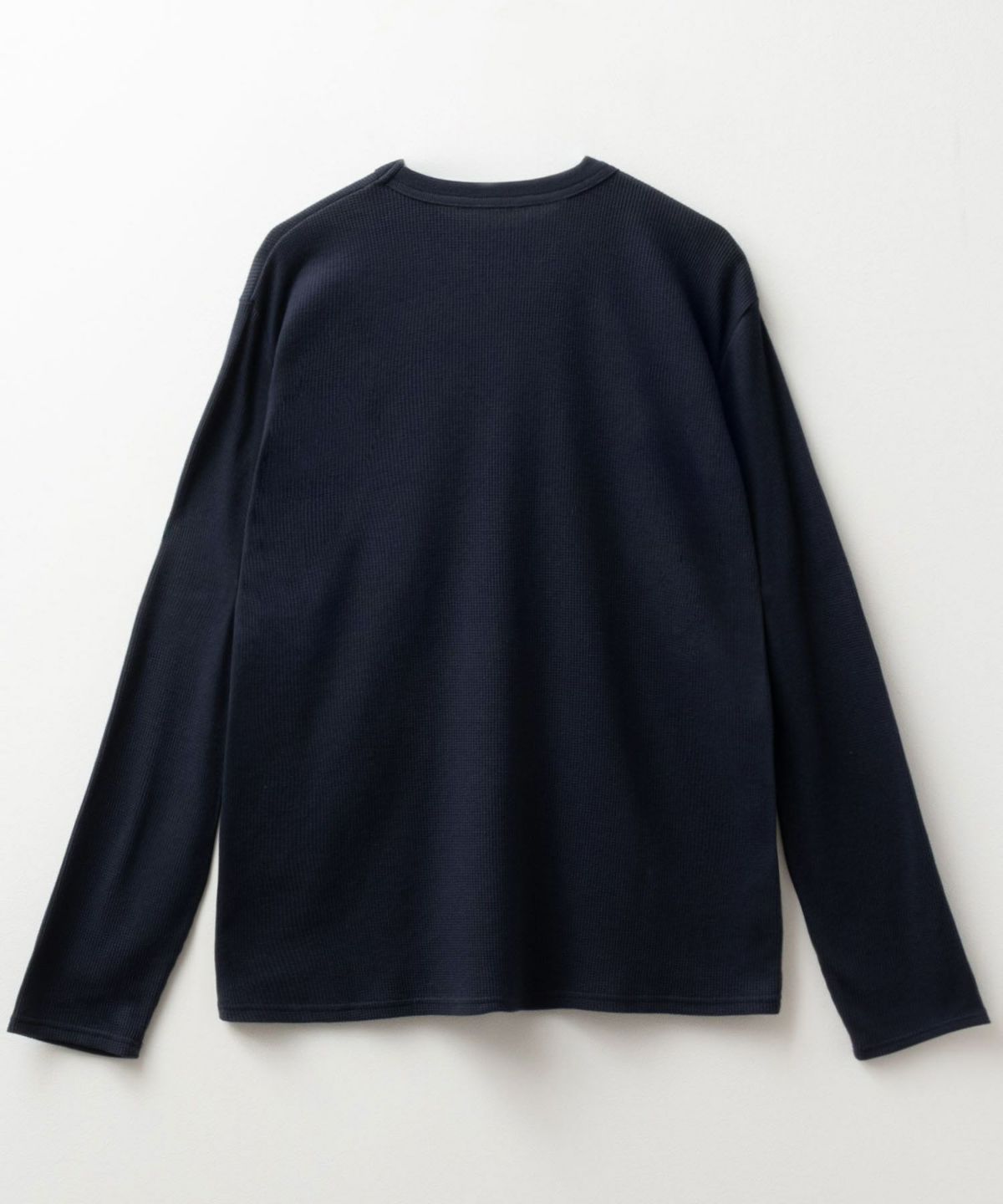 NAVY ワッフルクルーネック長袖Tシャツ メンズ