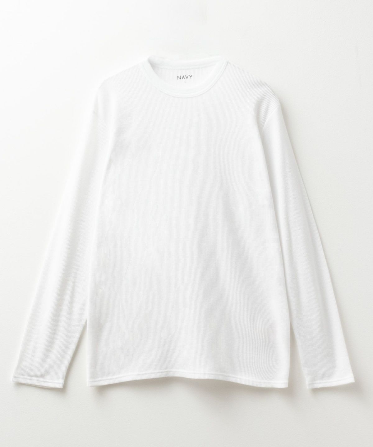 NAVY ワッフルクルーネック長袖Tシャツ メンズ