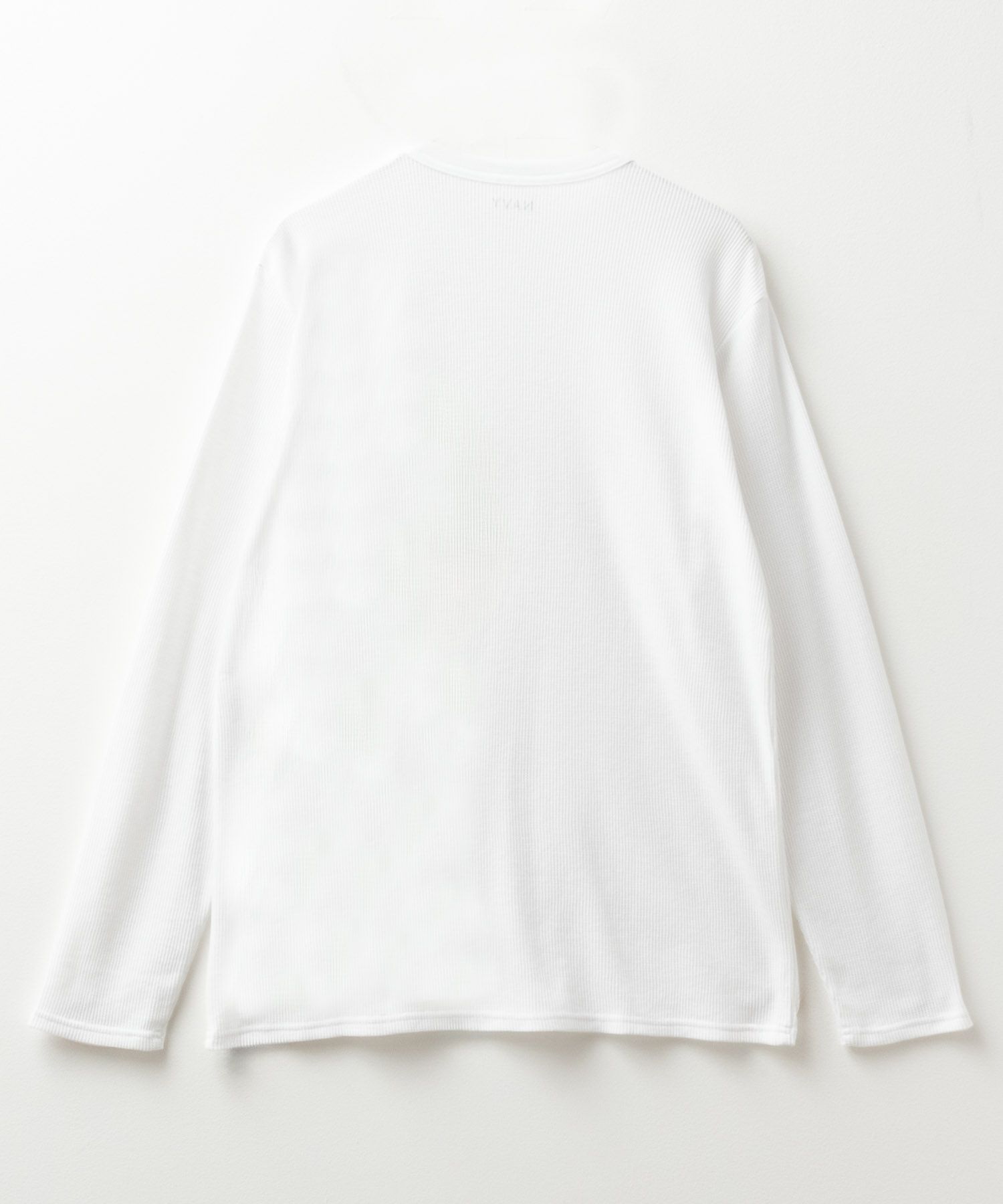 NAVY ワッフルクルーネック長袖Tシャツ メンズ