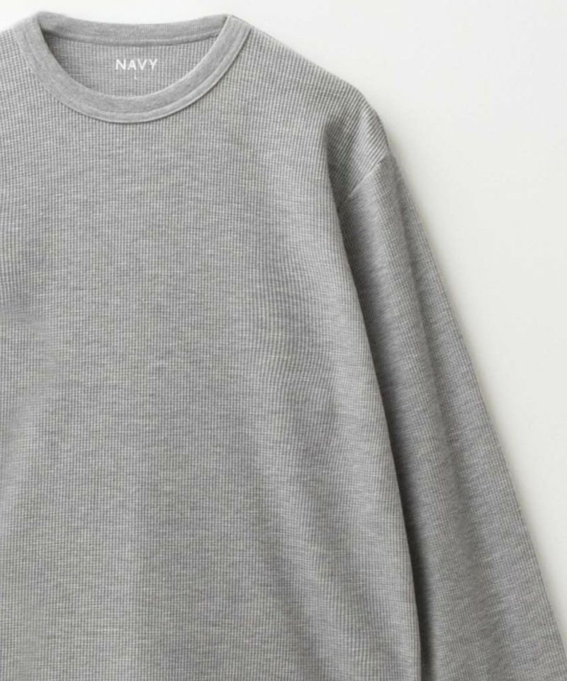 [期間限定価格]NAVY  ワッフルクルーネック長袖Tシャツ メンズ商品画像-19