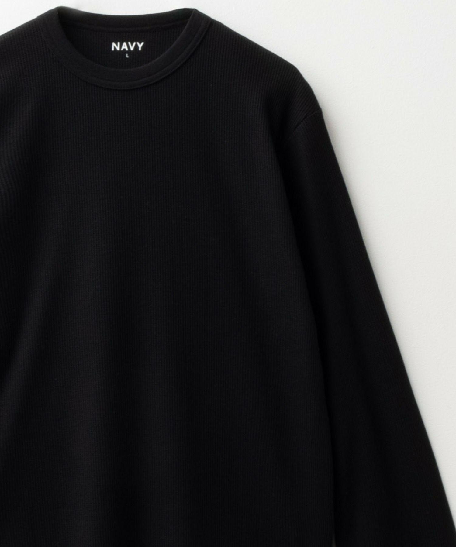 NAVY  ワッフルクルーネック長袖Tシャツ メンズ商品画像-20