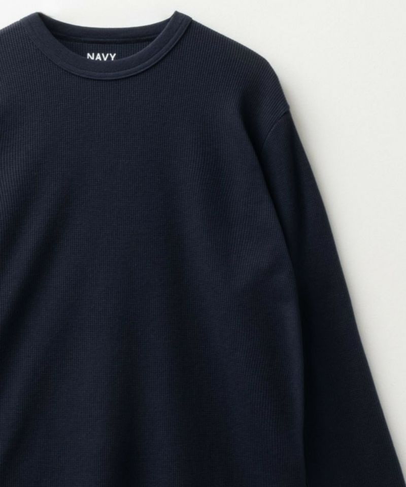 [期間限定価格]NAVY  ワッフルクルーネック長袖Tシャツ メンズ商品画像-21