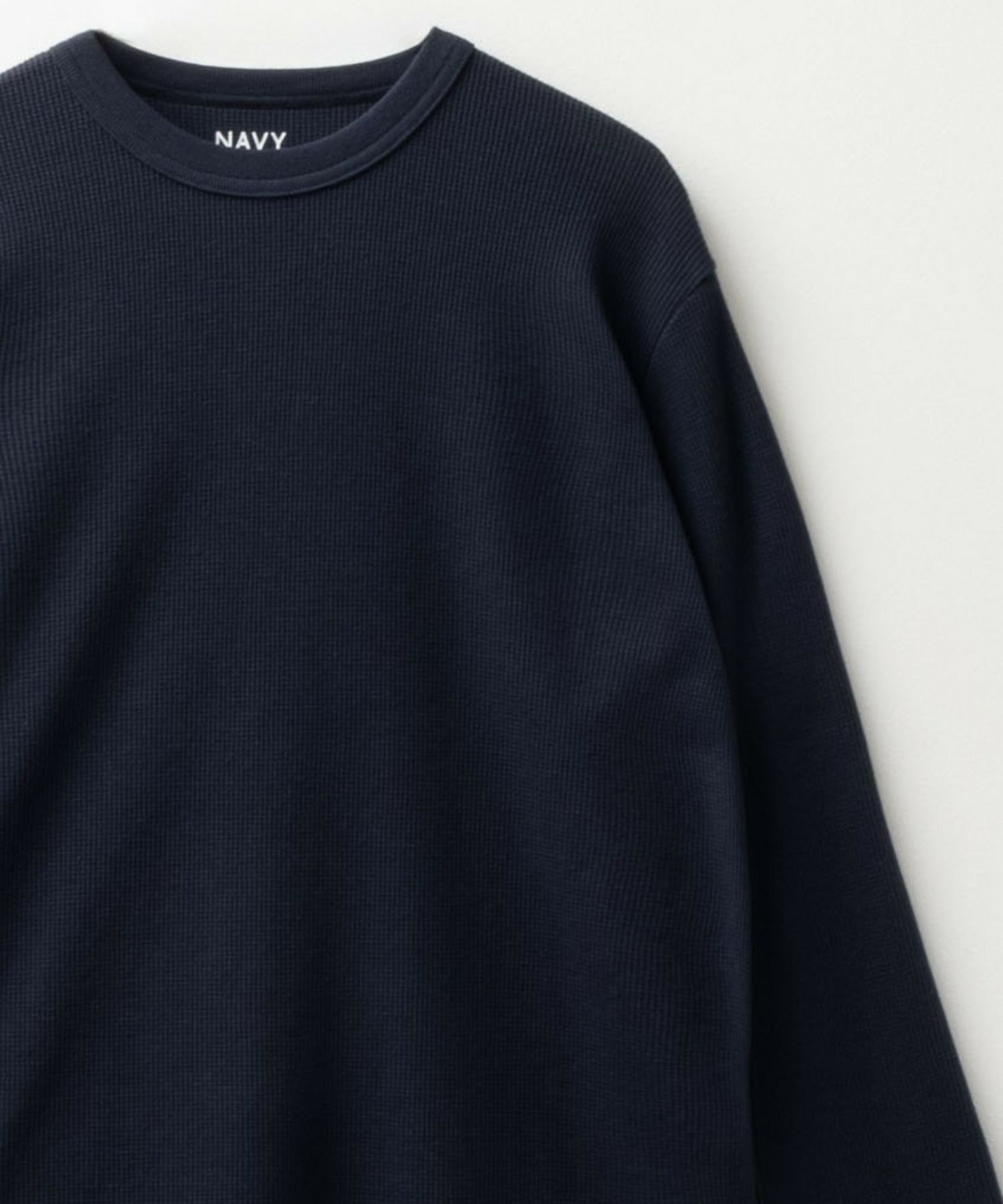 NAVY  ワッフルクルーネック長袖Tシャツ メンズ商品画像-21