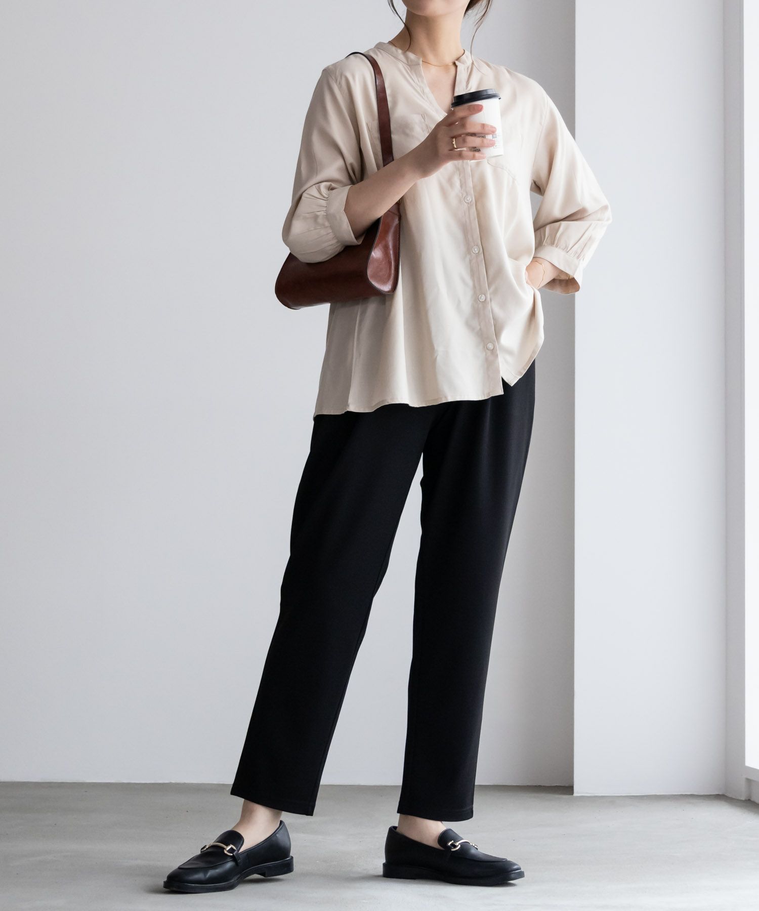 NAVY  ジョーゼットテーパードパンツ レディース商品画像-5