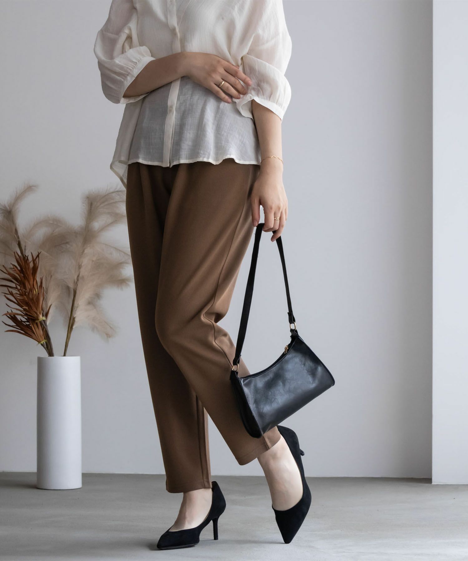 NAVY ジョーゼットテーパードパンツ レディース