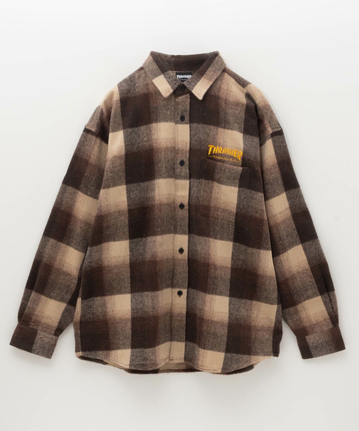 THRASHER バック刺繍ルーズサイズネルチェックシャツ メンズ