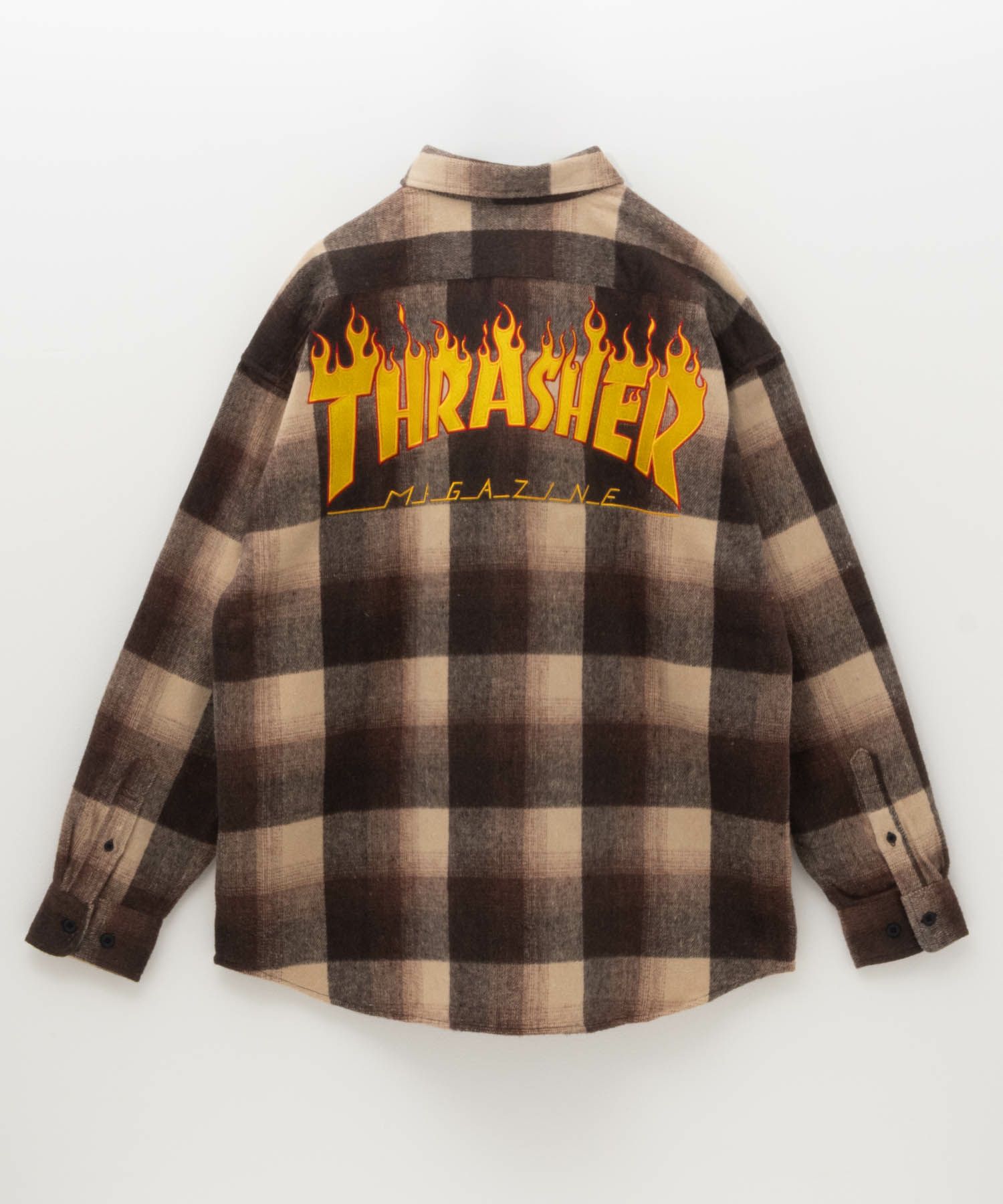 THRASHER バック刺繍ルーズサイズネルチェックシャツ メンズ