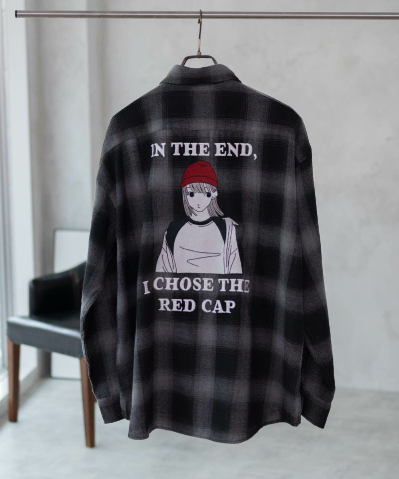RED CAP GIRL  バック刺繍ルーズサイズオンブレーチェックシャツ メンズ商品画像-1
