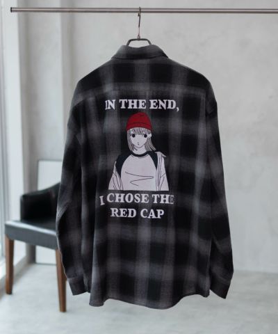 RED CAP GIRL  バック刺繍ルーズサイズオンブレーチェックシャツ メンズ