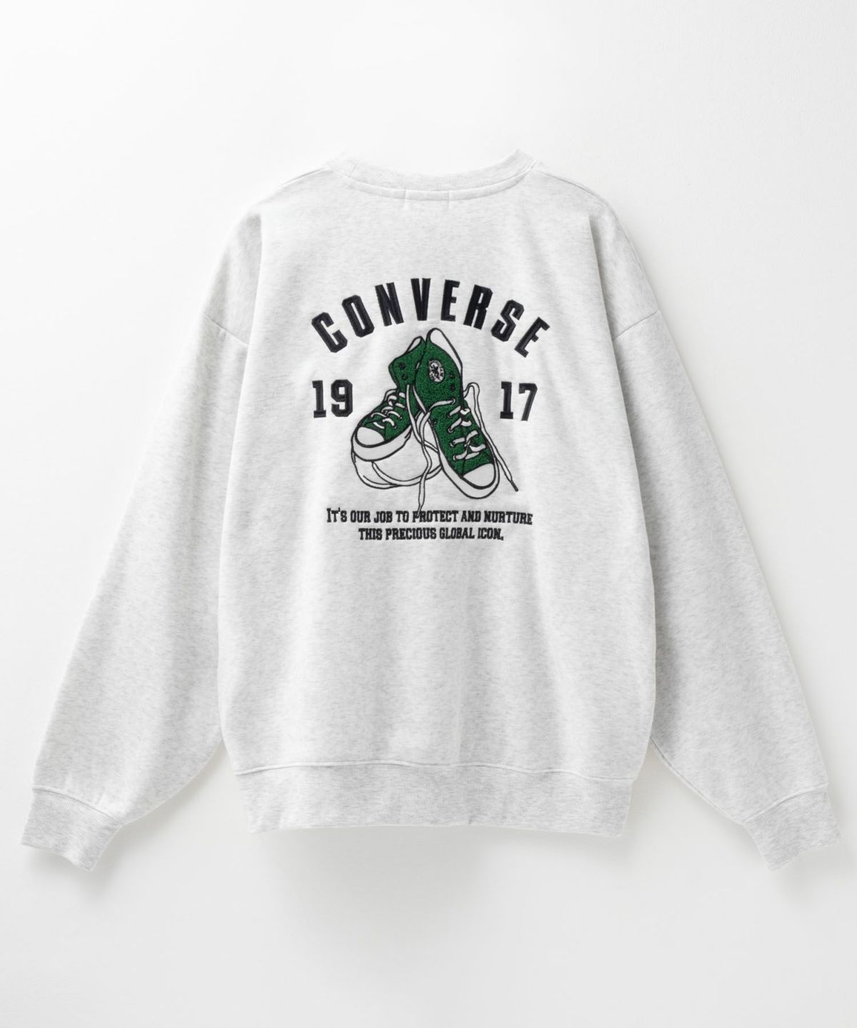 CONVERSE バックサガラ刺繍クルーネックトレーナー メンズ