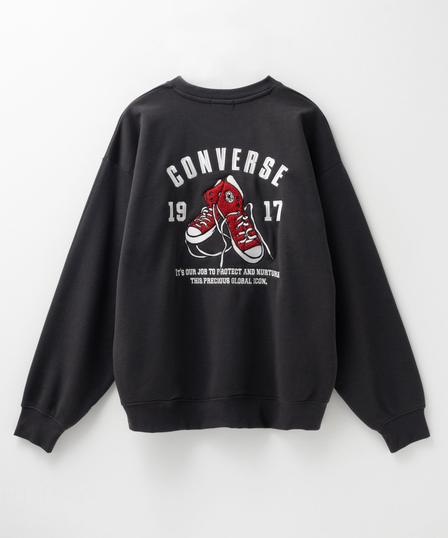 CONVERSE バックサガラ刺繍クルーネックトレーナー メンズ