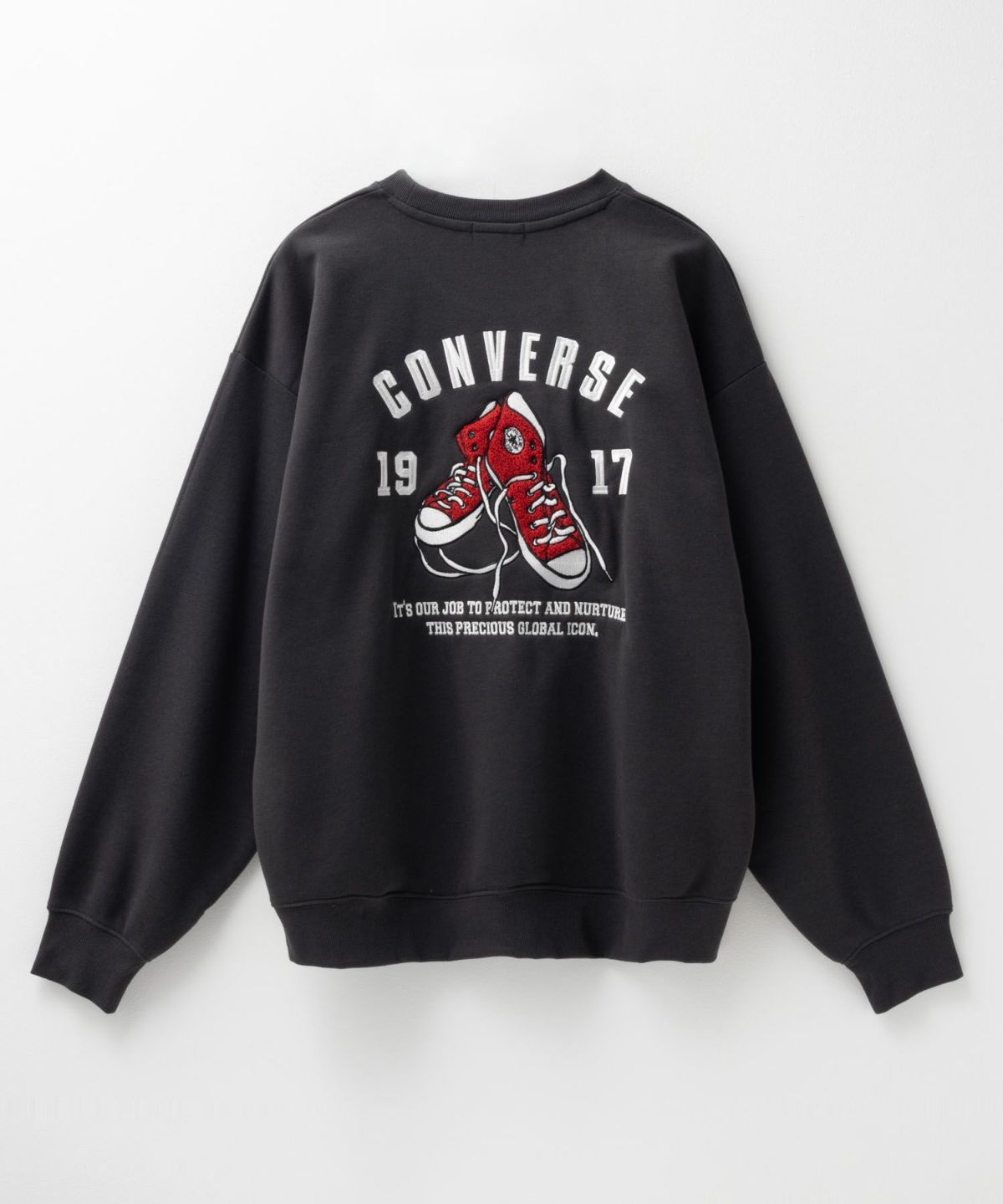 CONVERSE バックサガラ刺繍クルーネックトレーナー メンズ