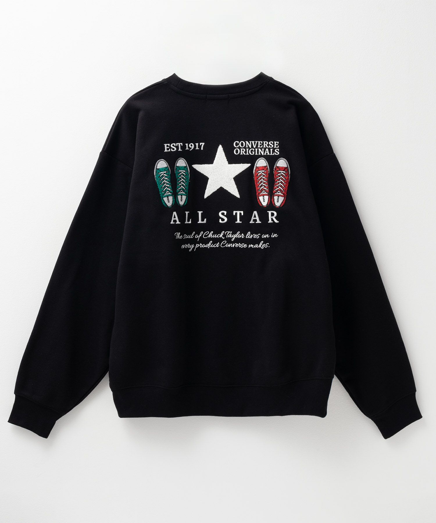 CONVERSE バックサガラ刺繍クルーネックトレーナー メンズ