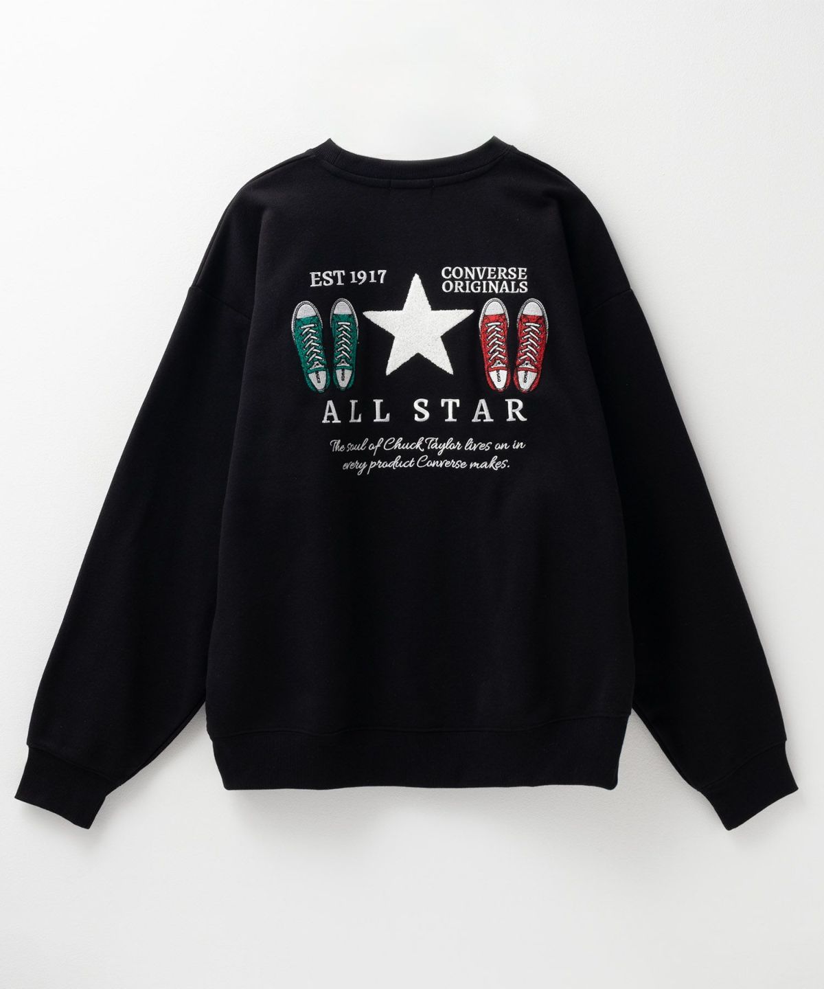 CONVERSE バックサガラ刺繍クルーネックトレーナー メンズ