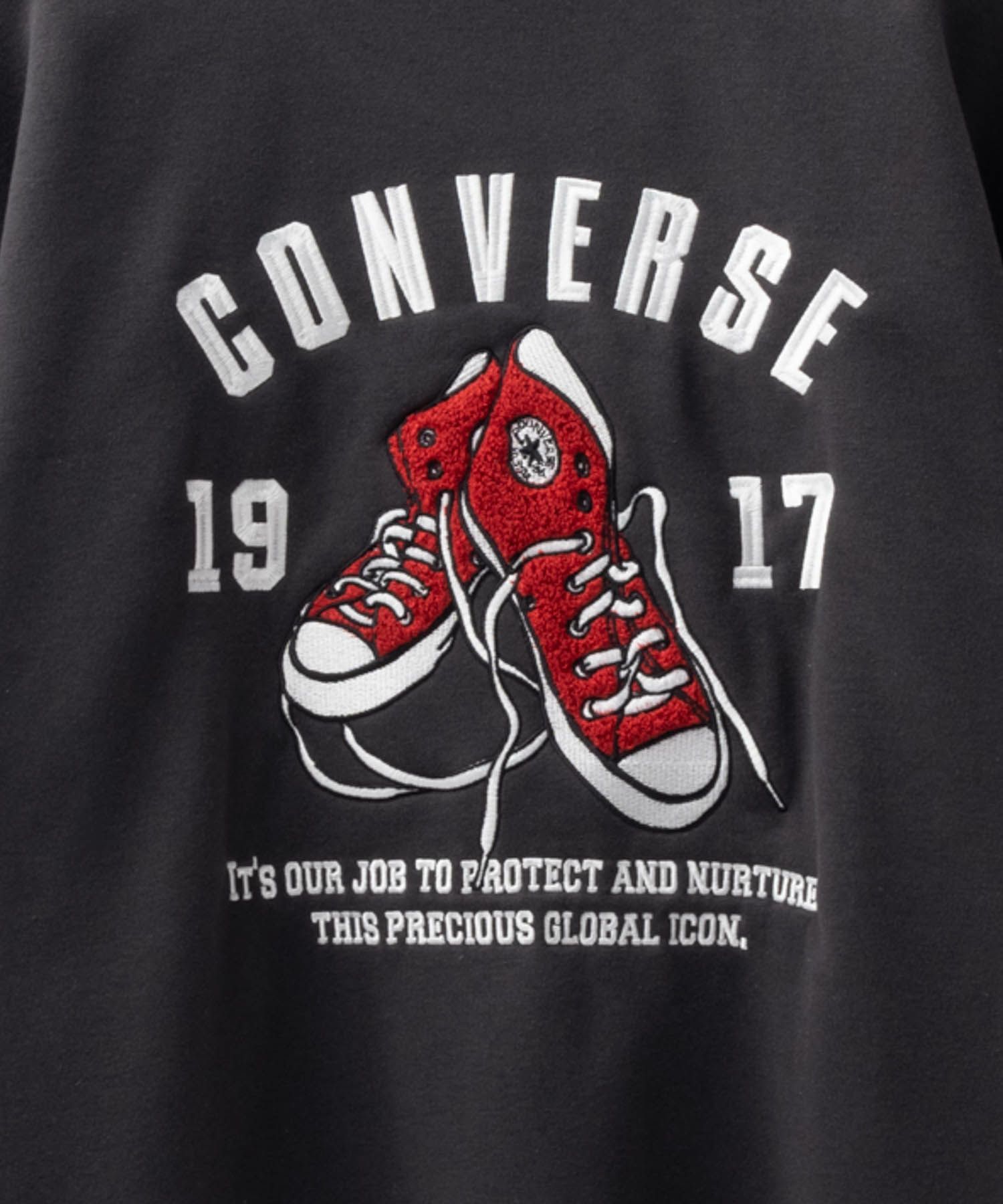 CONVERSE バックサガラ刺繍クルーネックトレーナー メンズ