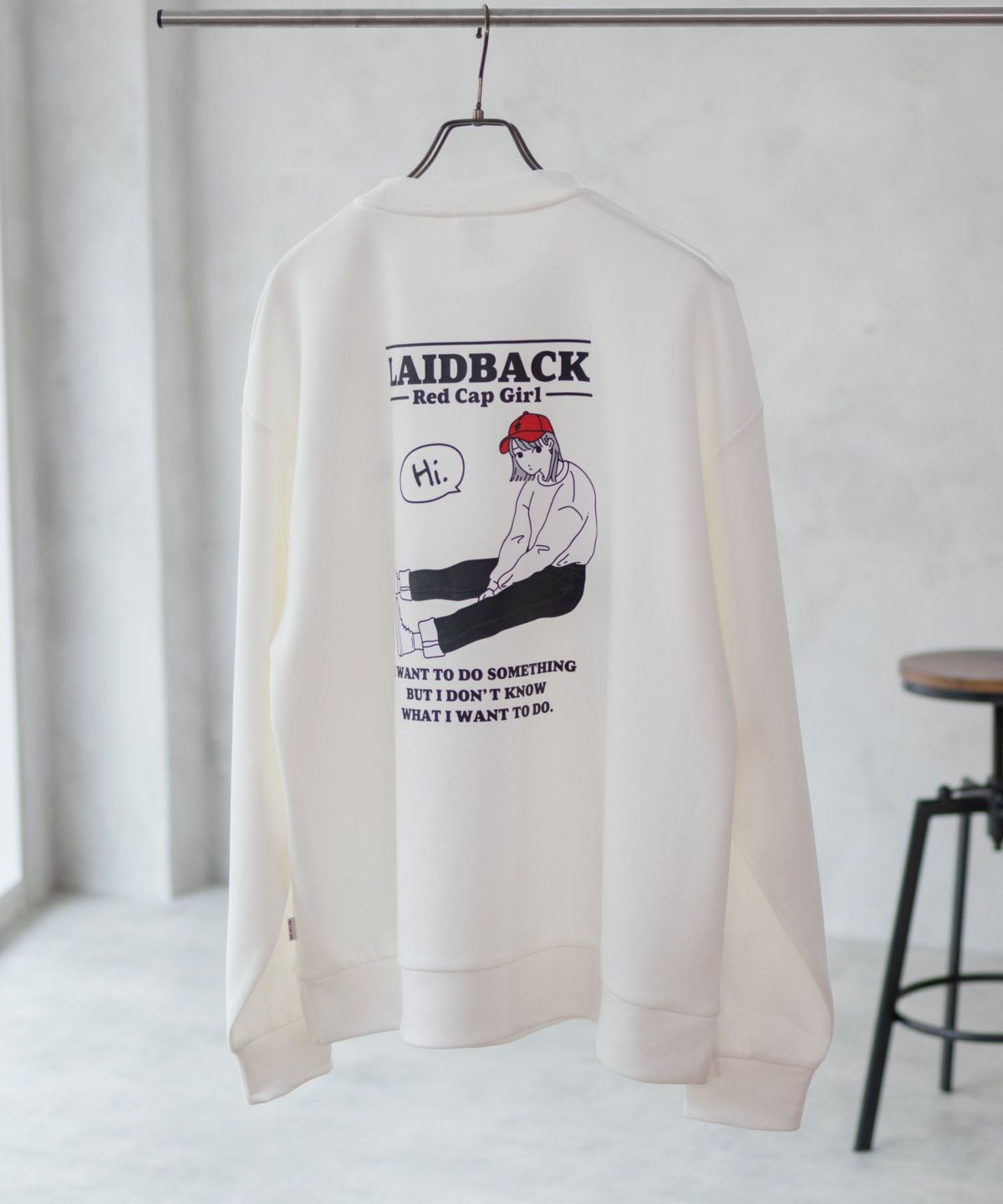 RED CAP GIRL ポンチ素材 バックプリントクルーネックトレーナー メンズ
