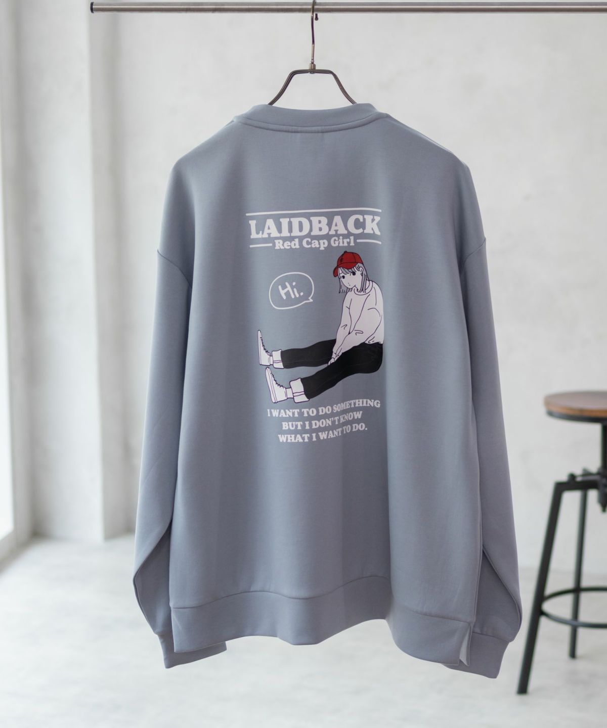RED CAP GIRL ポンチ素材 バックプリントクルーネックトレーナー メンズ