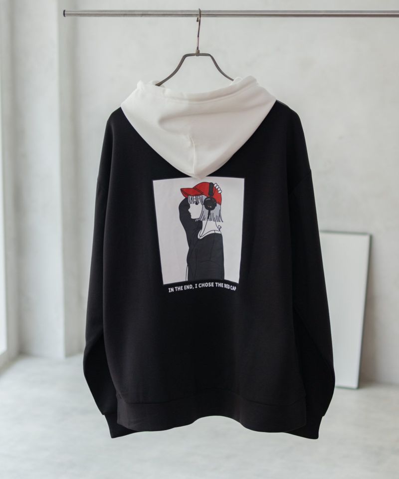 RED CAP GIRL  ポンチ素材 バックプリントフーディー メンズ商品画像-1