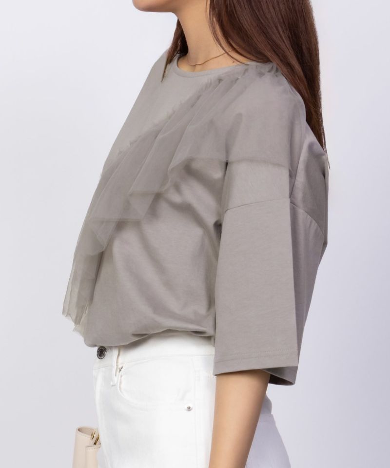 Howdy Marie  身頃チュール5分袖Tシャツ レディース メール便 対応商品商品画像-7