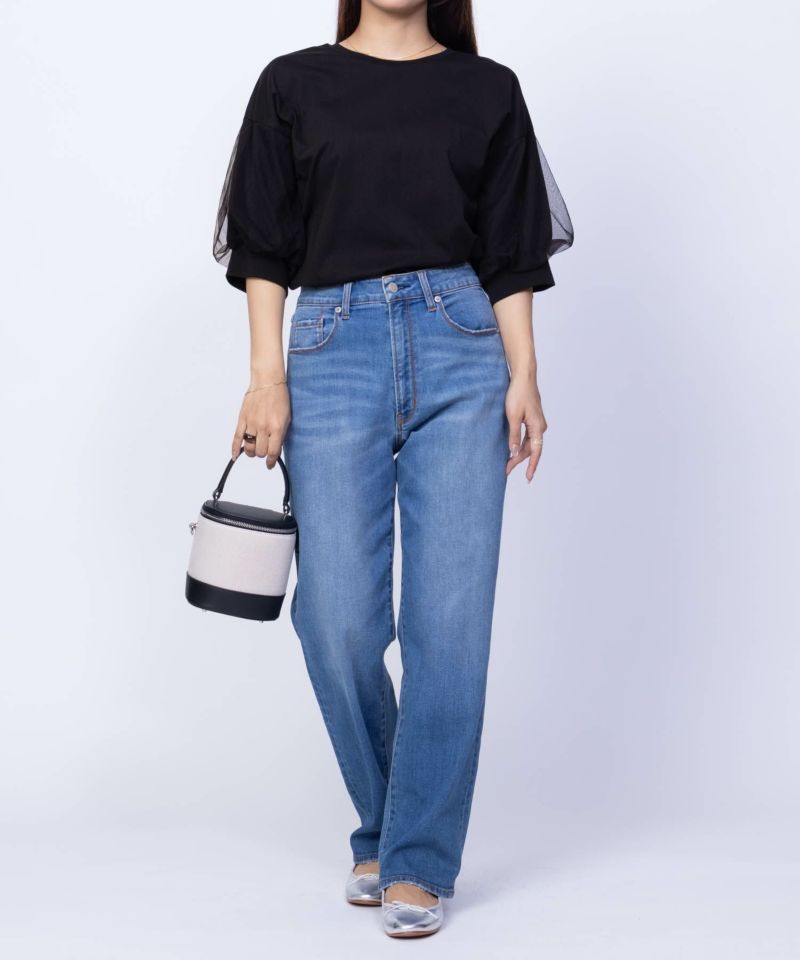 Howdy Marie 袖チュール5分袖Tシャツ レディース メール便 対応商品商品画像-4