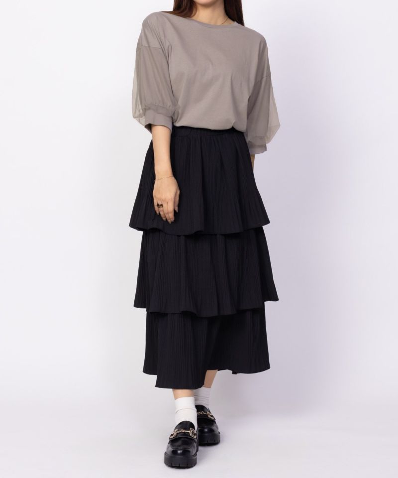 Howdy Marie 袖チュール5分袖Tシャツ レディース メール便 対応商品商品画像-6