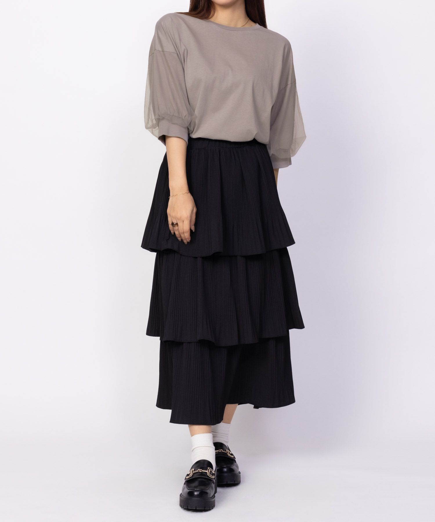 Howdy Marie  袖チュール5分袖Tシャツ レディース メール便 対応商品商品サムネイル-6