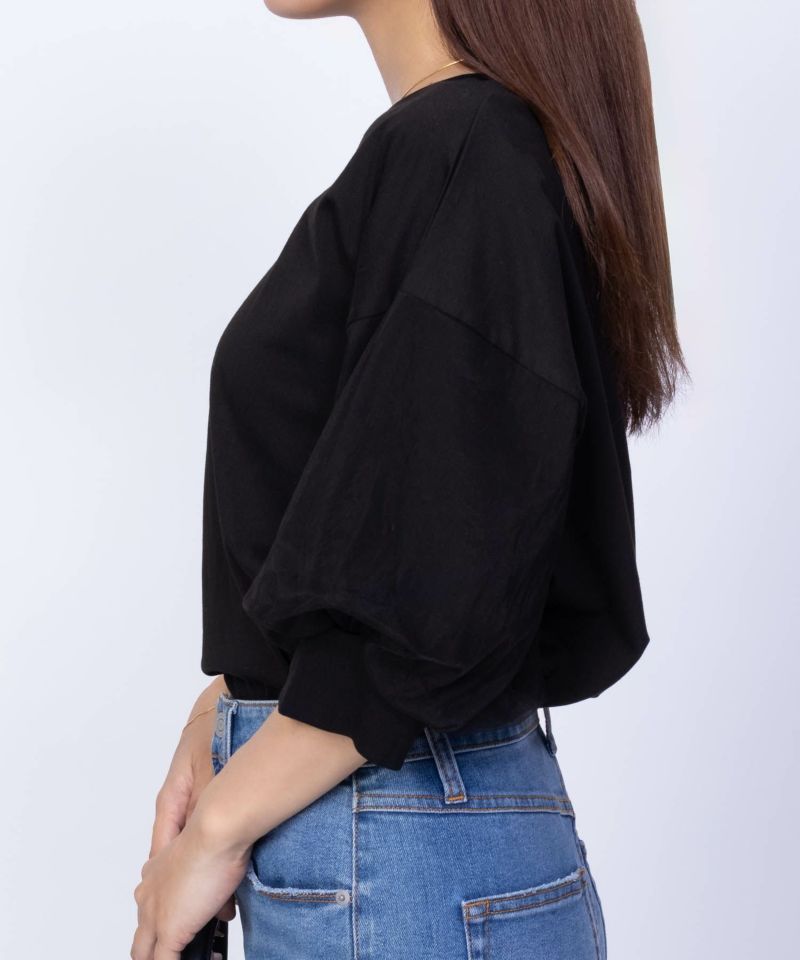 Howdy Marie 袖チュール5分袖Tシャツ レディース メール便 対応商品商品画像-7