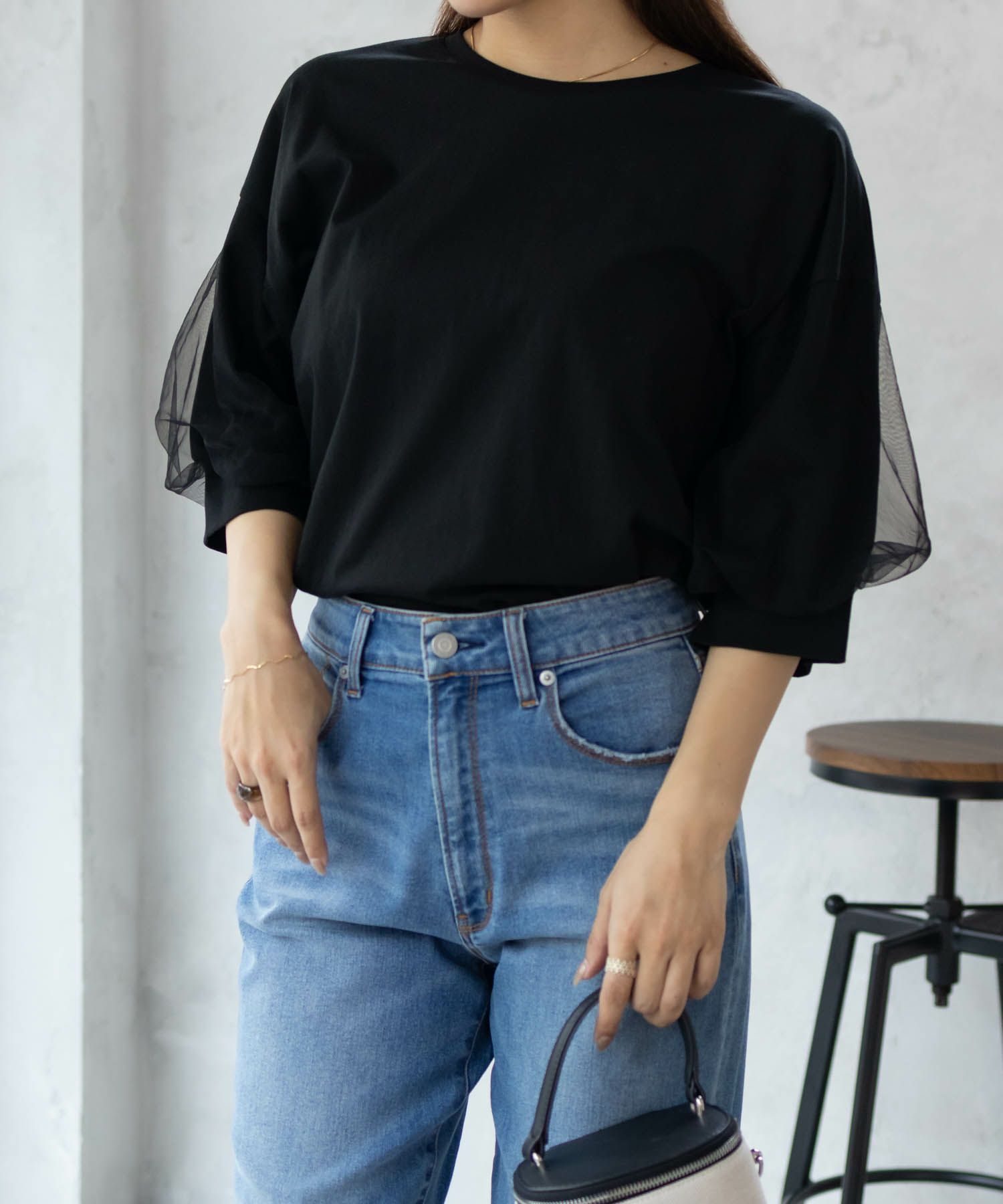 Howdy Marie 袖チュール5分袖Tシャツ レディース メール便 対応商品商品画像-11