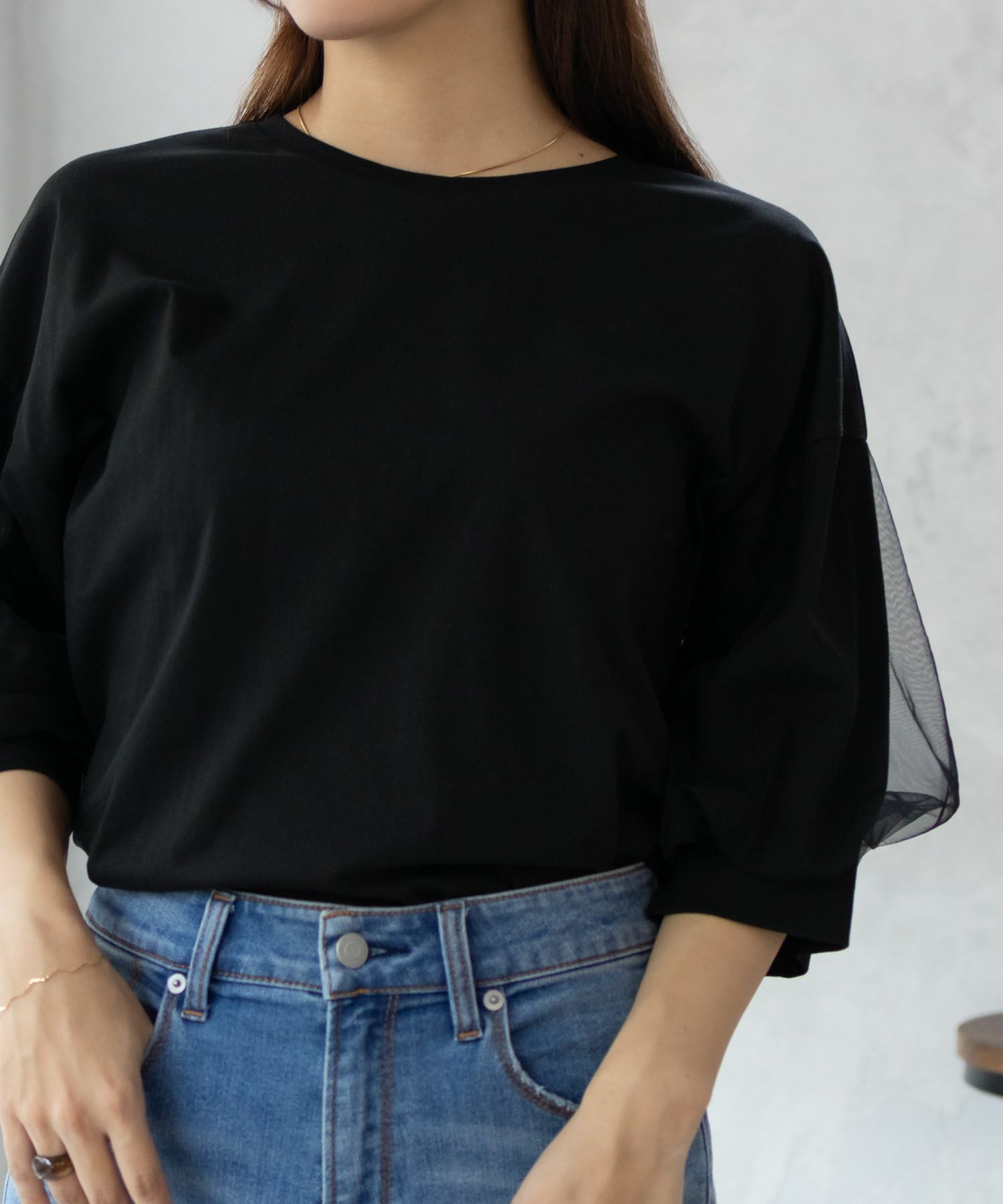 Howdy Marie  袖チュール5分袖Tシャツ レディース メール便 対応商品商品画像-12