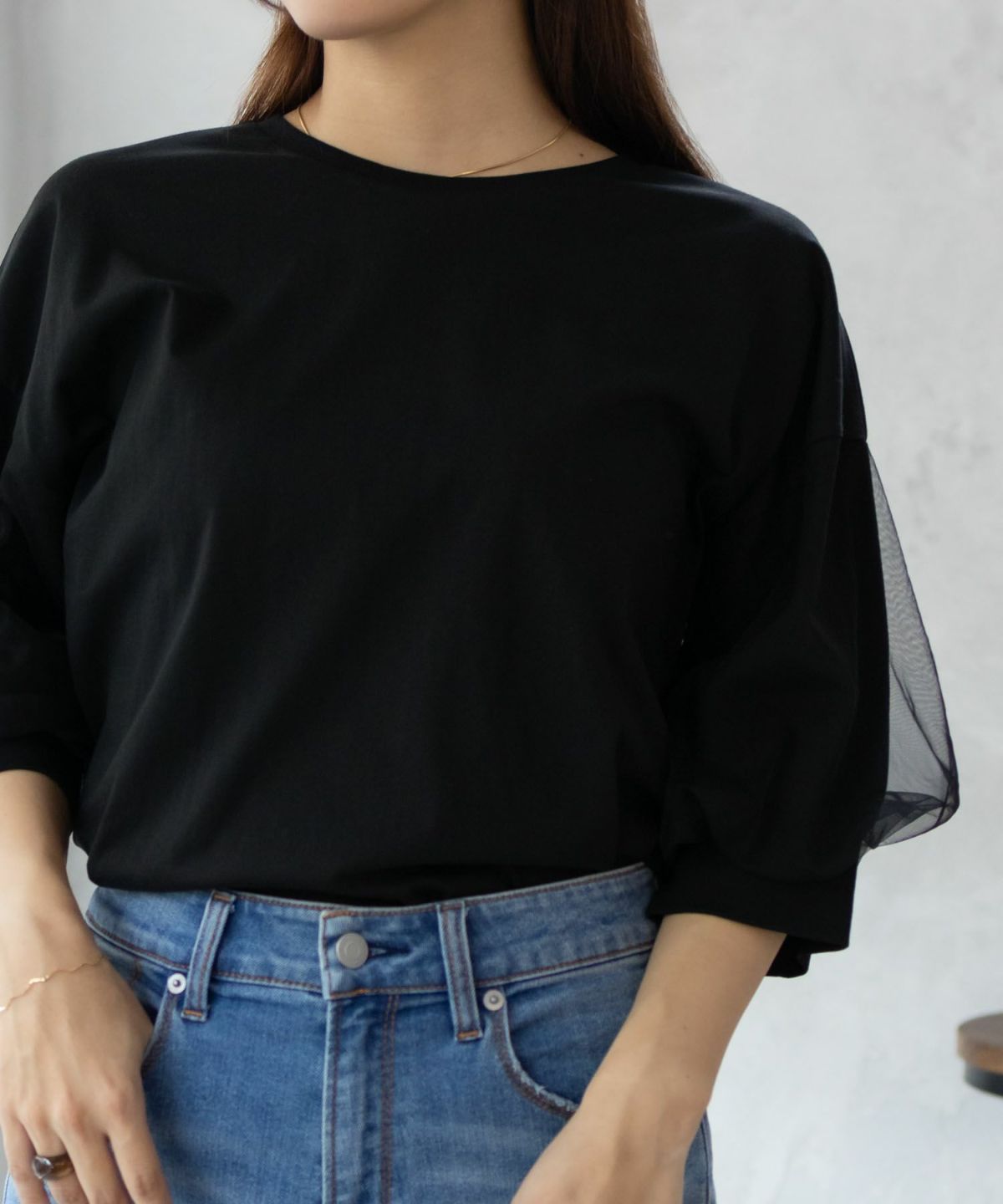 Howdy Marie 袖チュール5分袖Tシャツ レディース ネコポス 対応商品