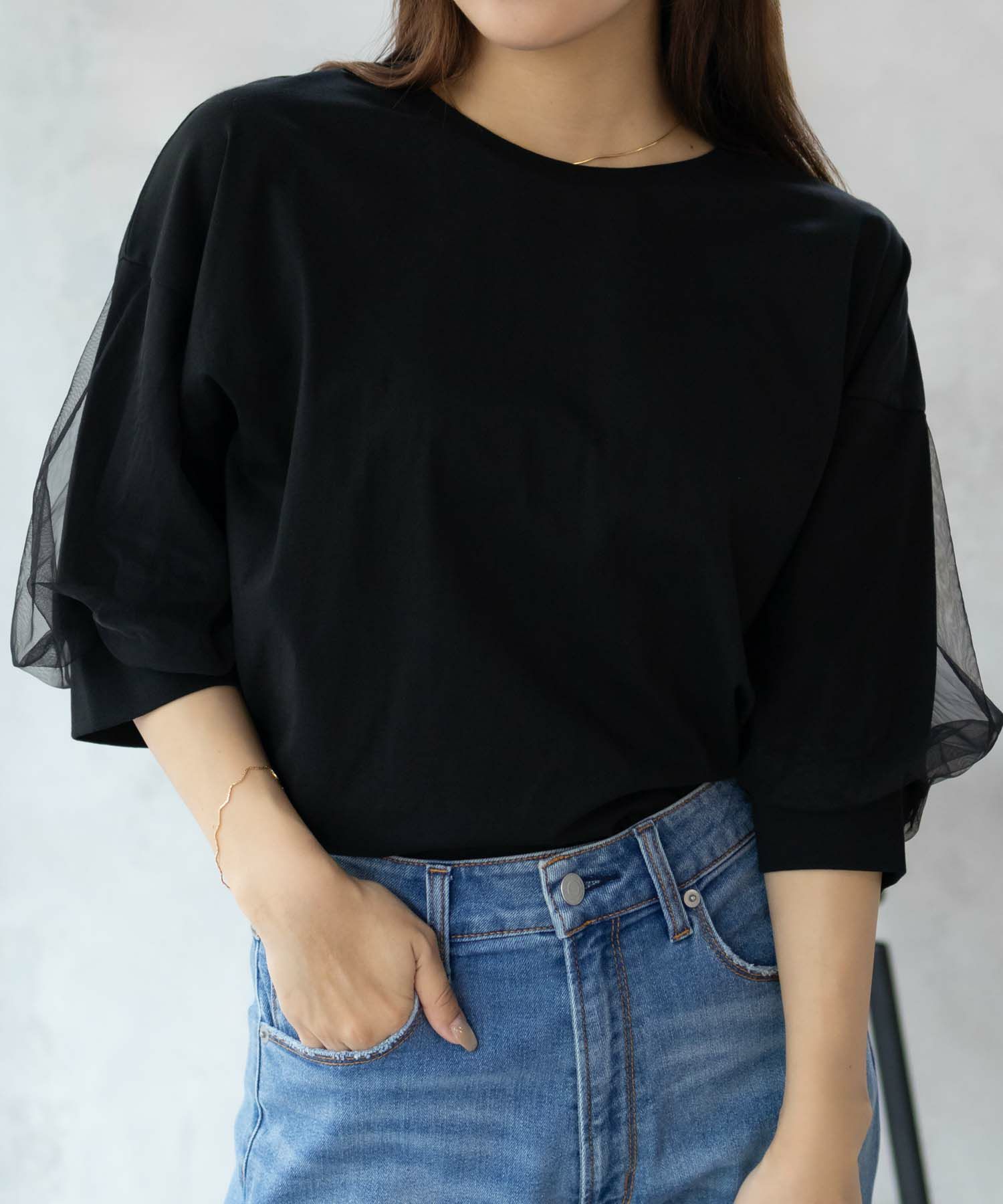 Howdy Marie  袖チュール5分袖Tシャツ レディース メール便 対応商品商品サムネイル-13