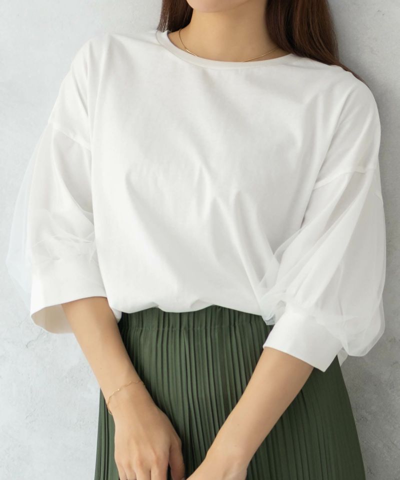 Howdy Marie  袖チュール5分袖Tシャツ レディース メール便 対応商品商品画像-14