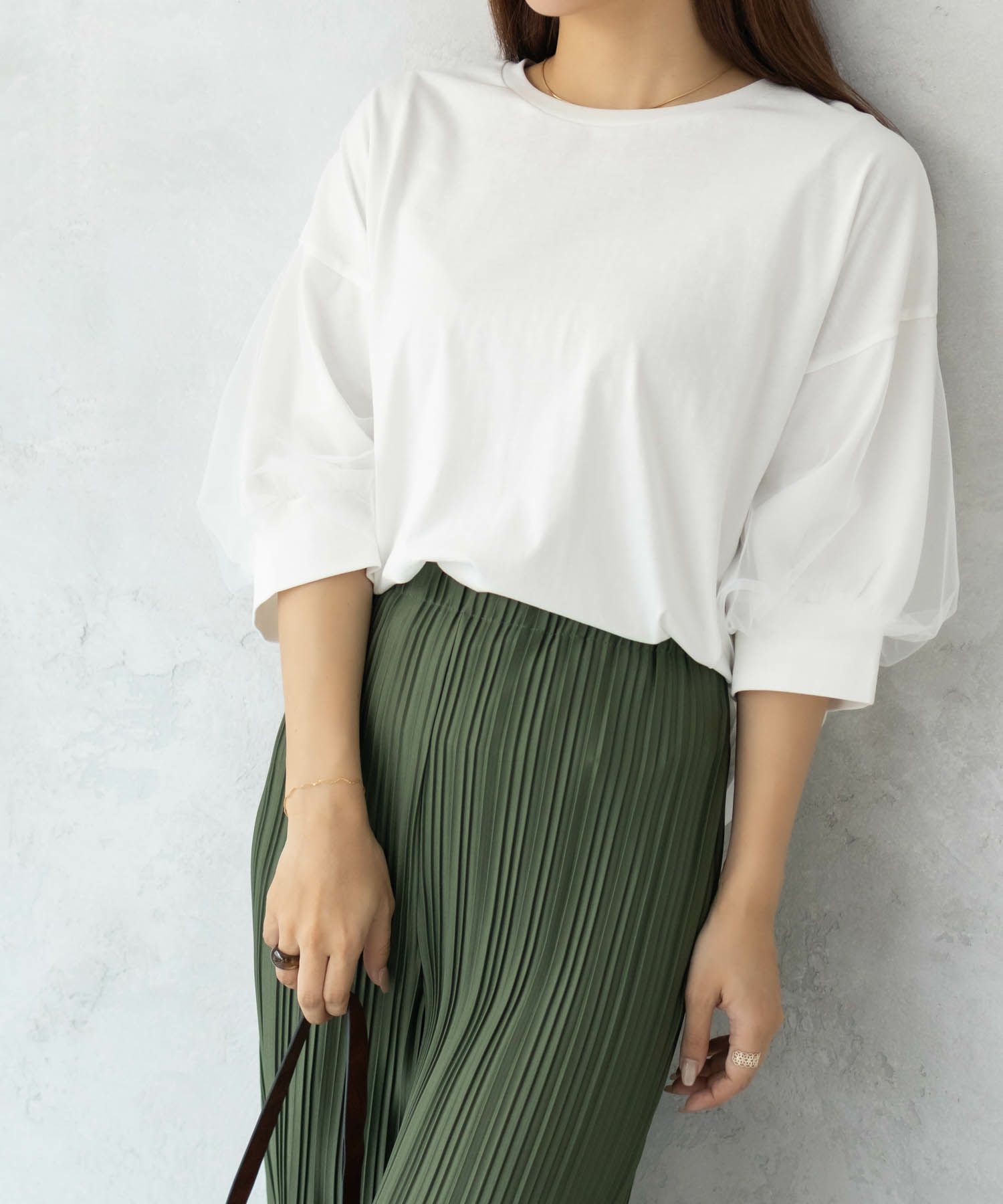 Howdy Marie 袖チュール5分袖Tシャツ レディース ネコポス 対応商品