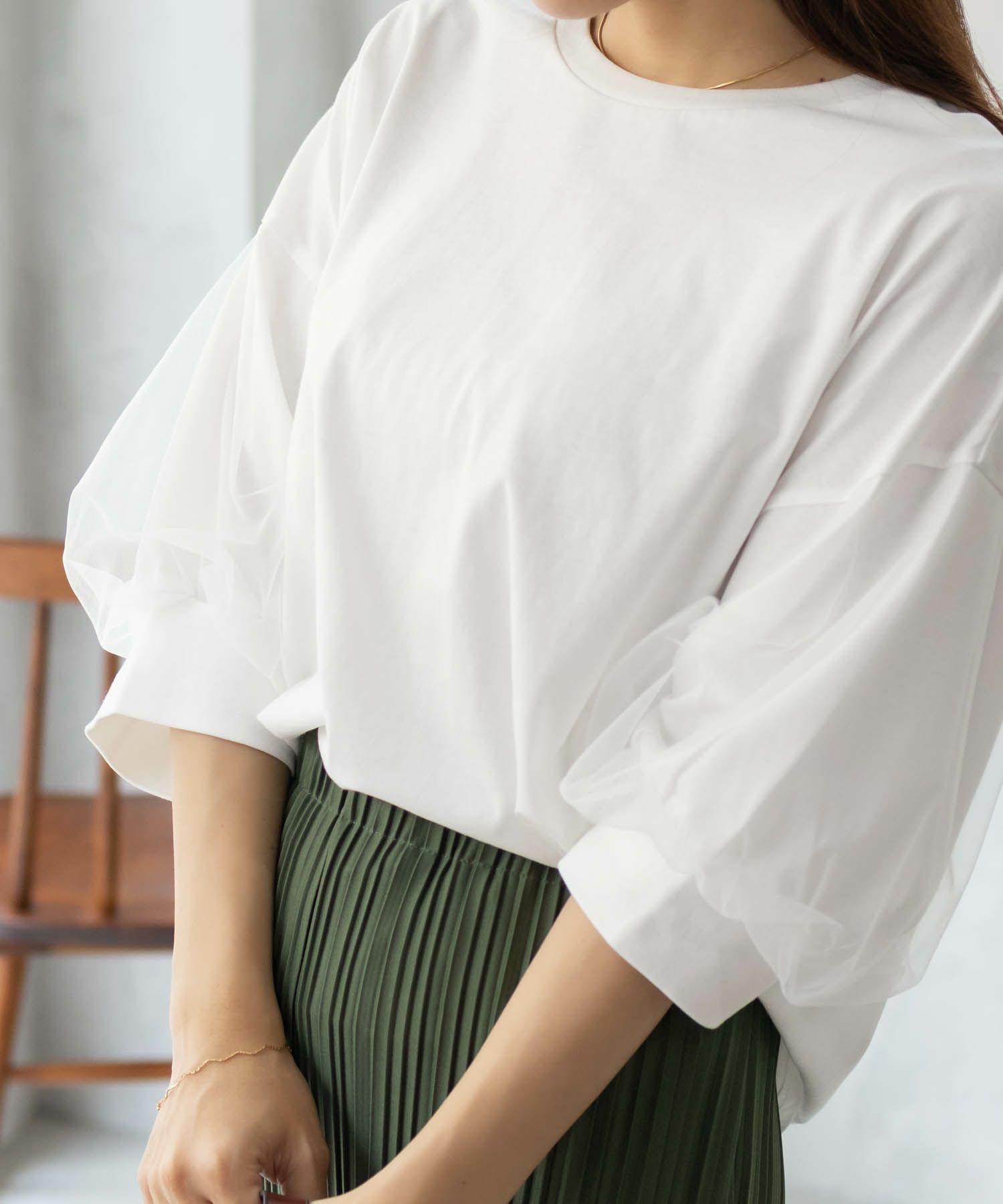 Howdy Marie 袖チュール5分袖Tシャツ レディース ネコポス 対応商品