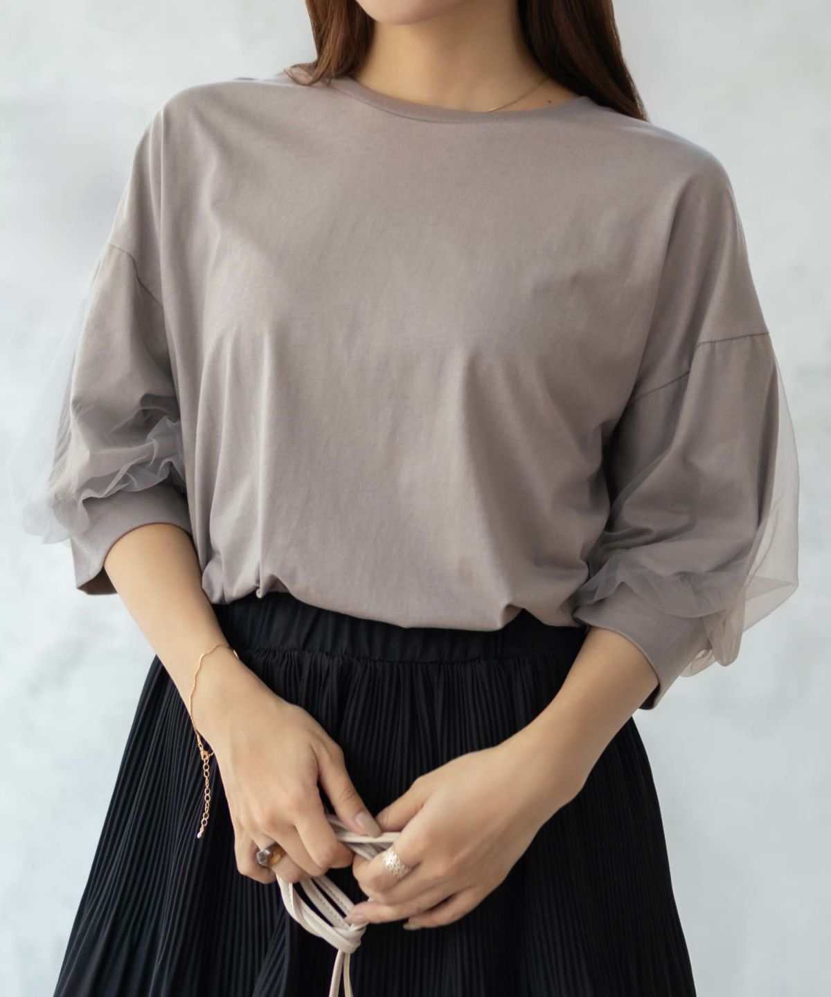 Howdy Marie 袖チュール5分袖Tシャツ レディース ネコポス 対応商品