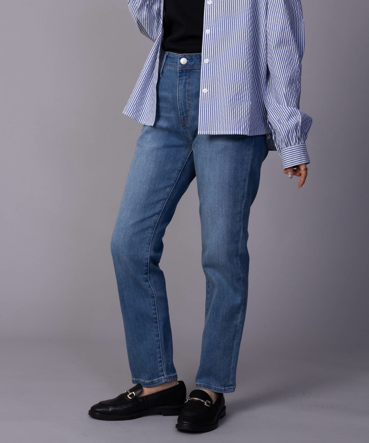 NAVY 毎日はきたくなるデニム「マイデニ」 テーパード レディース