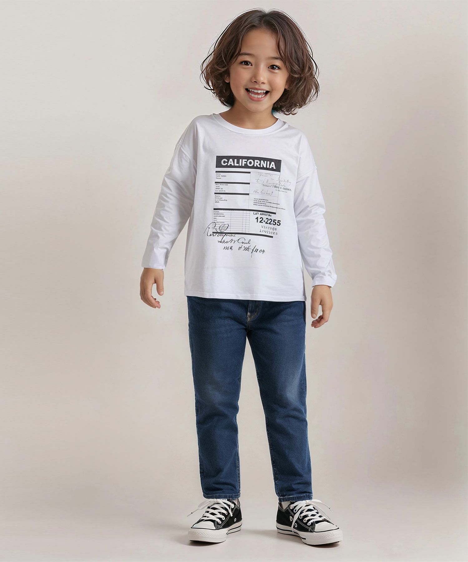 T-GRAPHICS メッセージ長袖Tシャツ キッズ ネコポス 対応商品